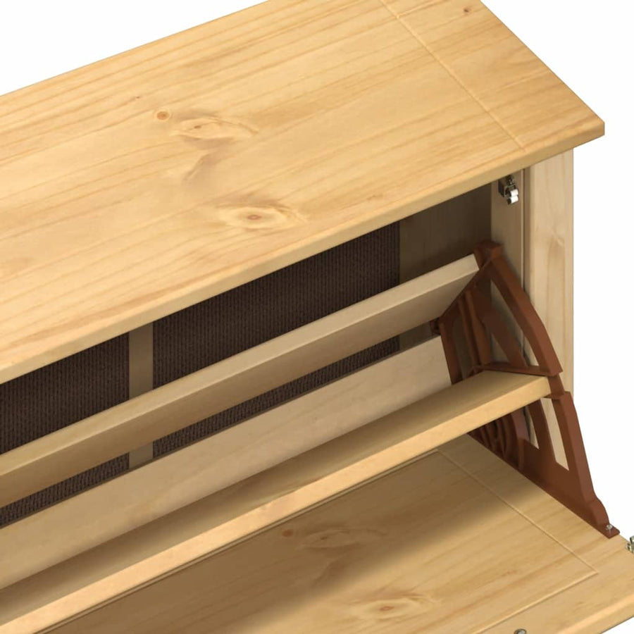 Schoenenkast Corona 99X32X163,5 Cm Massief Grenenhout Honingwas 163.5 cm