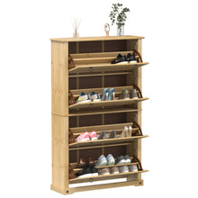 Schoenenkast Corona 99X32X163,5 Cm Massief Grenenhout Honingwas 163.5 cm