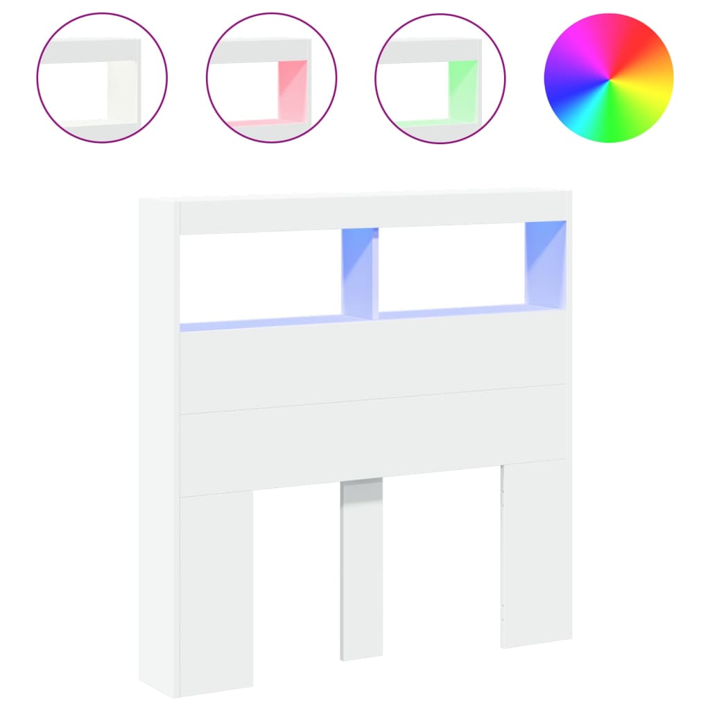 Hoofdbordkast met LED-verlichting 100x17x102 cm wit