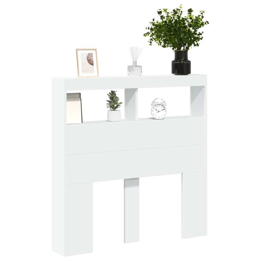 Hoofdbordkast met LED-verlichting 100x17x102 cm wit