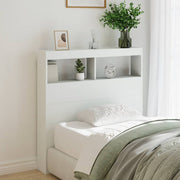 Hoofdbordkast 100x17x102 cm wit met LED