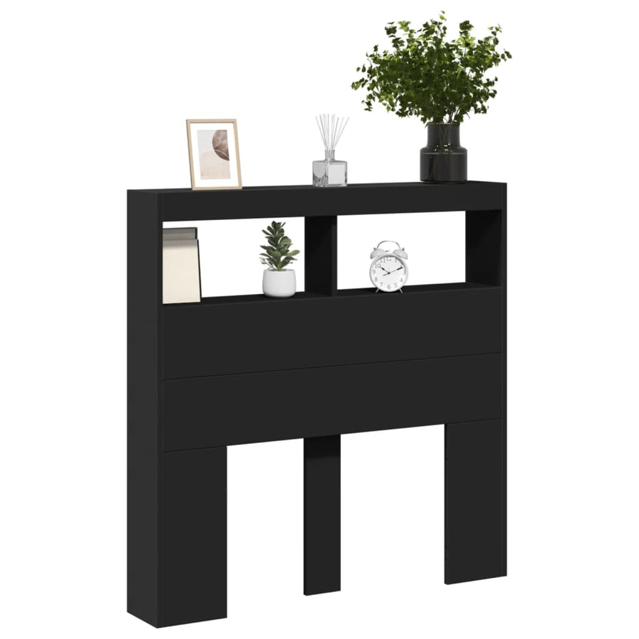 Hoofdbordkast met LED-verlichting 100x17x102 cm zwart
