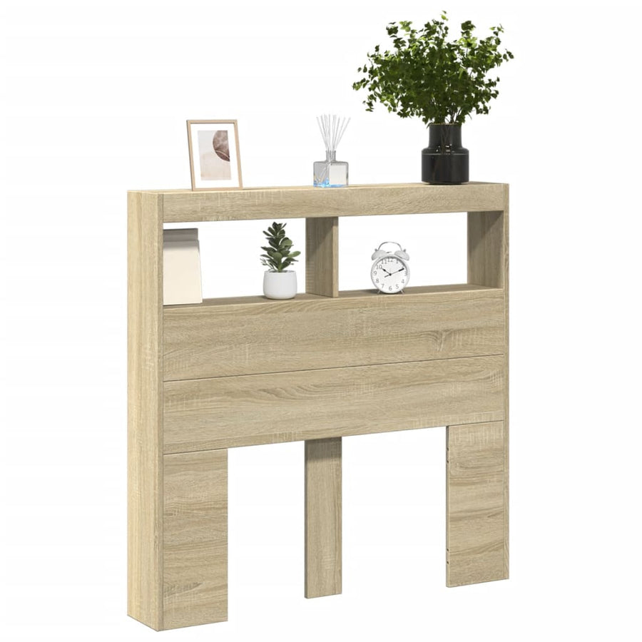 Hoofdbordkast met LED-verlichting 100x17x102 cm sonoma eiken