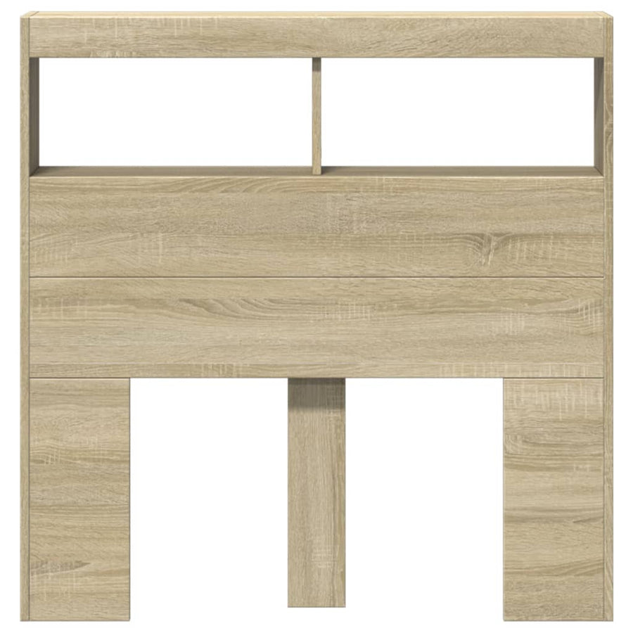 Hoofdbordkast met LED-verlichting 100x17x102 cm sonoma eiken