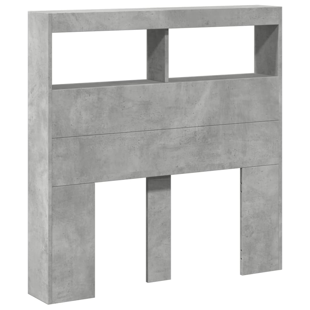Hoofdbordkast met LED-verlichting 100x17x102 cm betongrijs