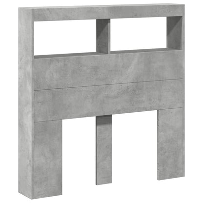 Hoofdbordkast met LED-verlichting 100x17x102 cm betongrijs