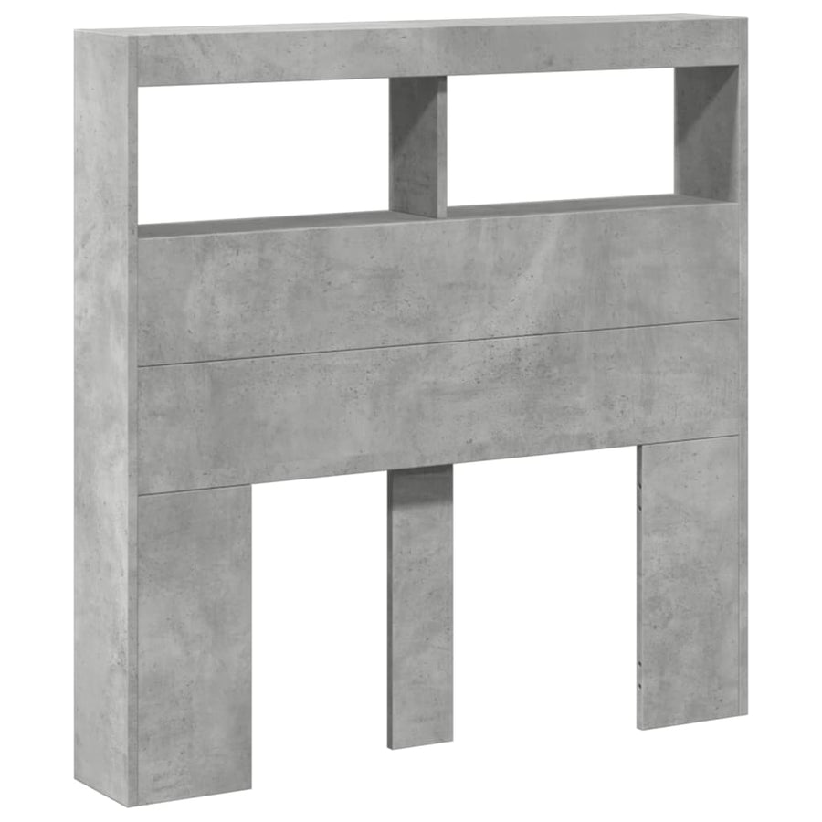 Hoofdbordkast met LED-verlichting 100x17x102 cm betongrijs