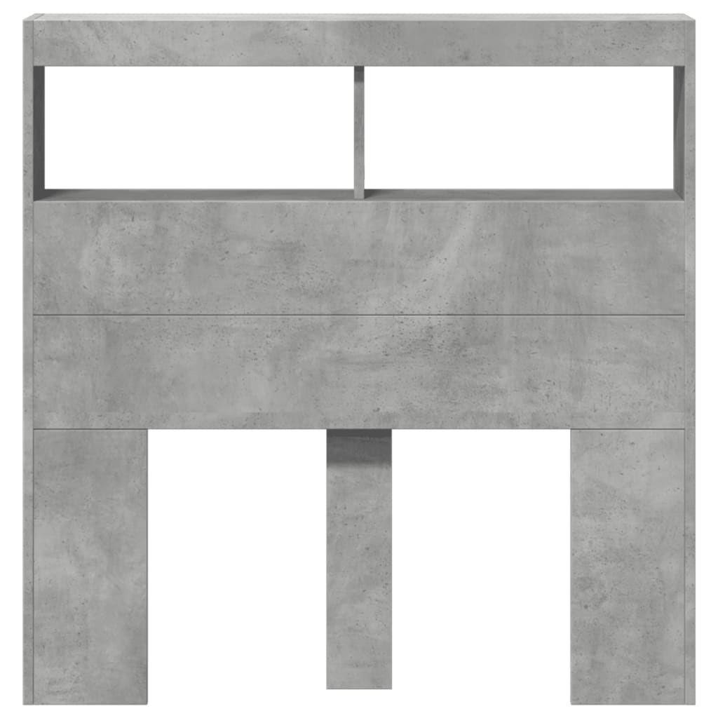 Hoofdbordkast met LED-verlichting 100x17x102 cm betongrijs