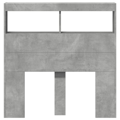 Hoofdbordkast met LED-verlichting 100x17x102 cm betongrijs