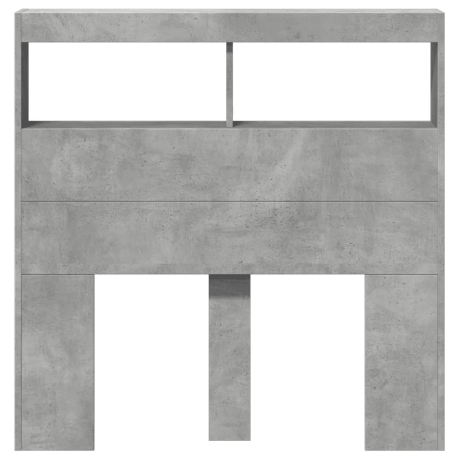 Hoofdbordkast met LED-verlichting 100x17x102 cm betongrijs