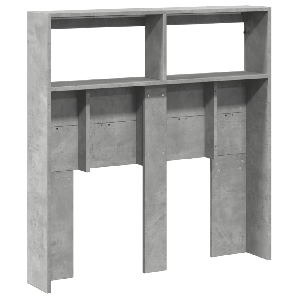 Hoofdbordkast met LED-verlichting 100x17x102 cm betongrijs