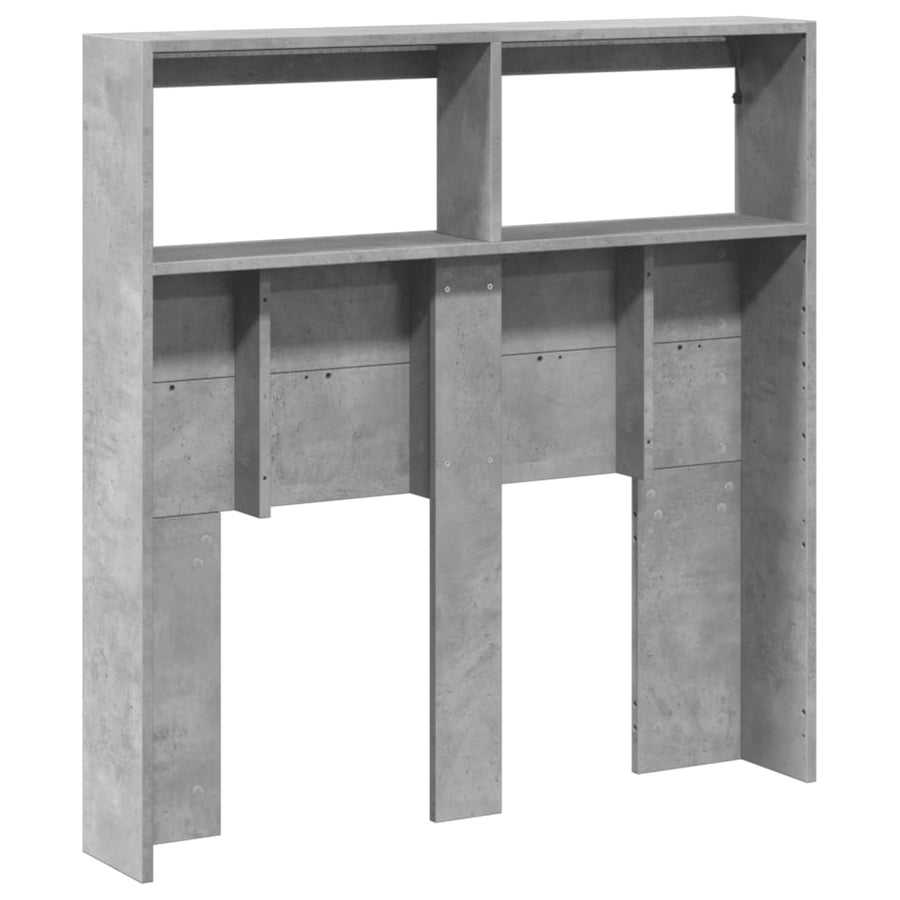 Hoofdbordkast met LED-verlichting 100x17x102 cm betongrijs