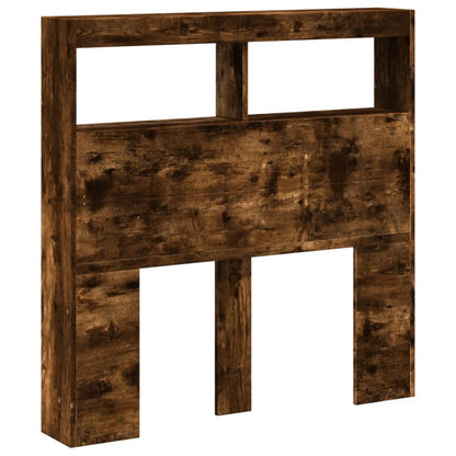 Hoofdbordkast met LED-verlichting 100x17x102 cm gerookt eiken