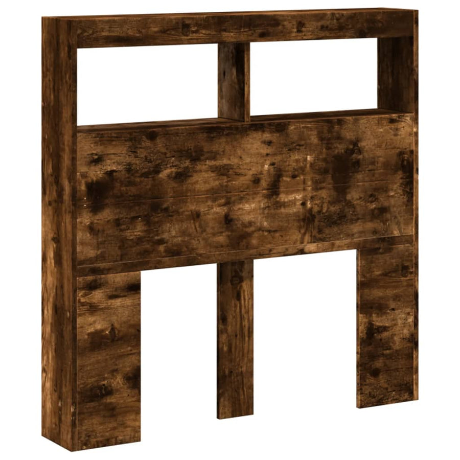 Hoofdbordkast met LED-verlichting 100x17x102 cm gerookt eiken