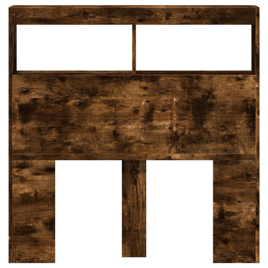 Hoofdbordkast met LED-verlichting 100x17x102 cm gerookt eiken