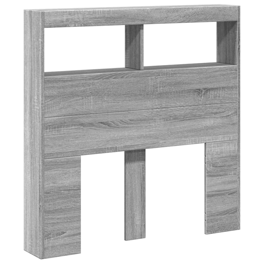 Hoofdbordkast met LED-verlichting 100x17x102 cm grijs sonoma