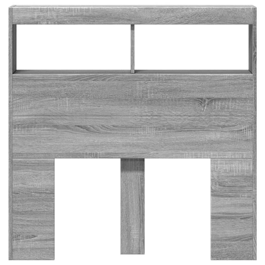Hoofdbordkast met LED-verlichting 100x17x102 cm grijs sonoma