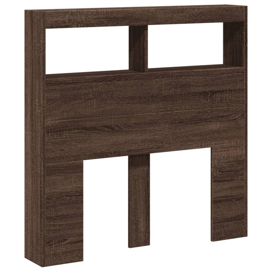 Hoofdbordkast met LED-verlichting 100x17x102 cm bruin eiken