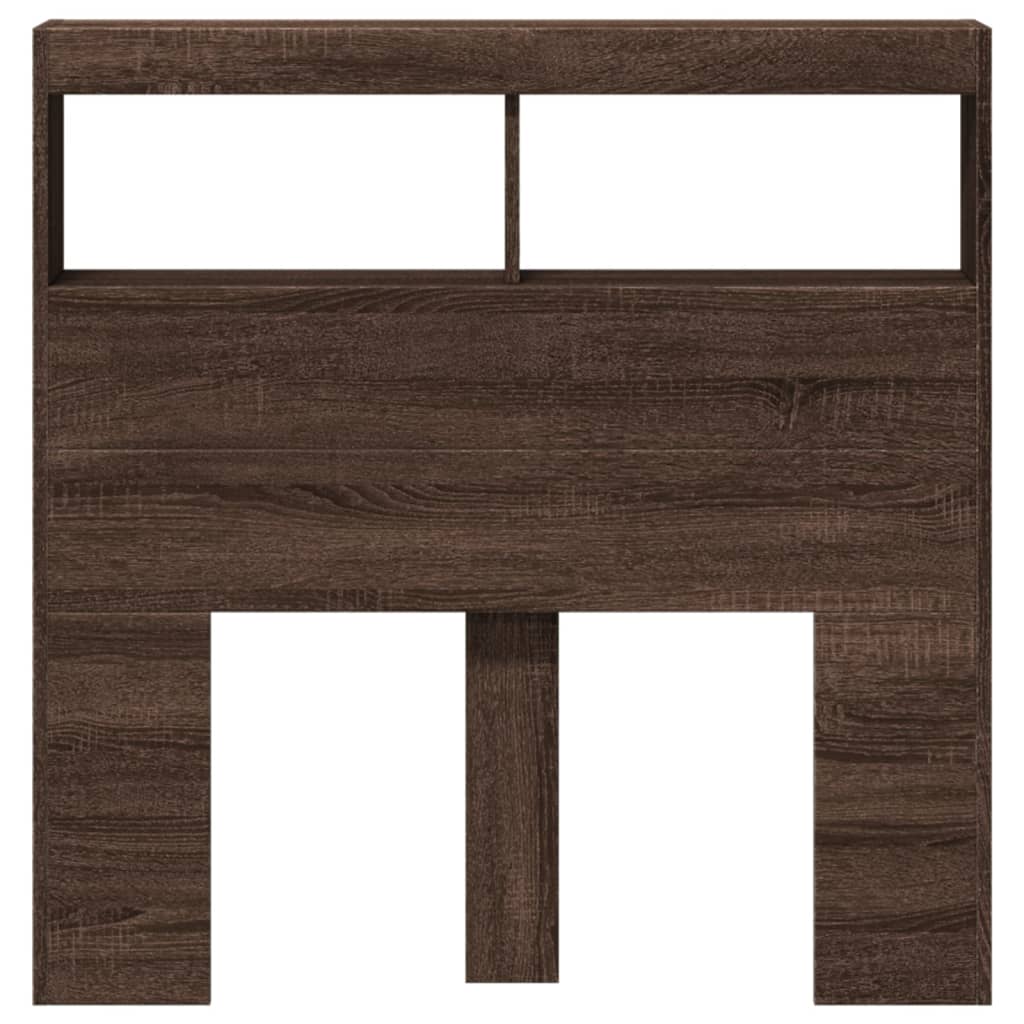 Hoofdbordkast met LED-verlichting 100x17x102 cm bruin eiken