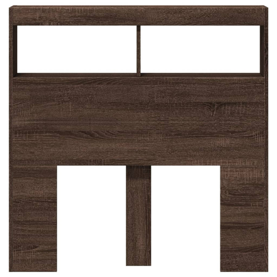 Hoofdbordkast met LED-verlichting 100x17x102 cm bruin eiken