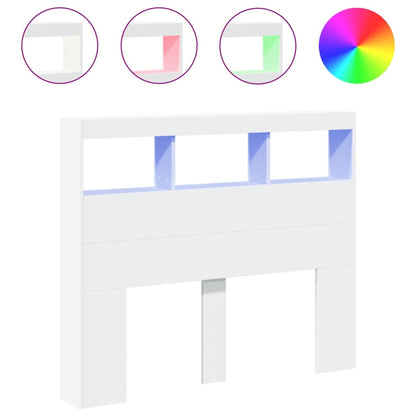 Hoofdbordkast Met Led-Verlichting 120 x 17 x 102 cm Wit