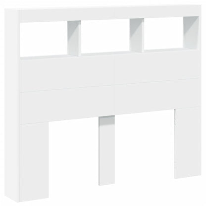 Hoofdbordkast Met Led-Verlichting 120 x 17 x 102 cm Wit
