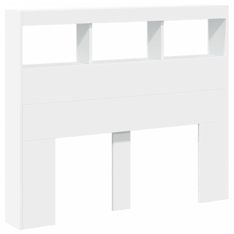 Hoofdbordkast Met Led-Verlichting 120 x 17 x 102 cm Wit