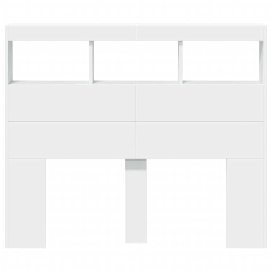 Hoofdbordkast Met Led-Verlichting 120 x 17 x 102 cm Wit