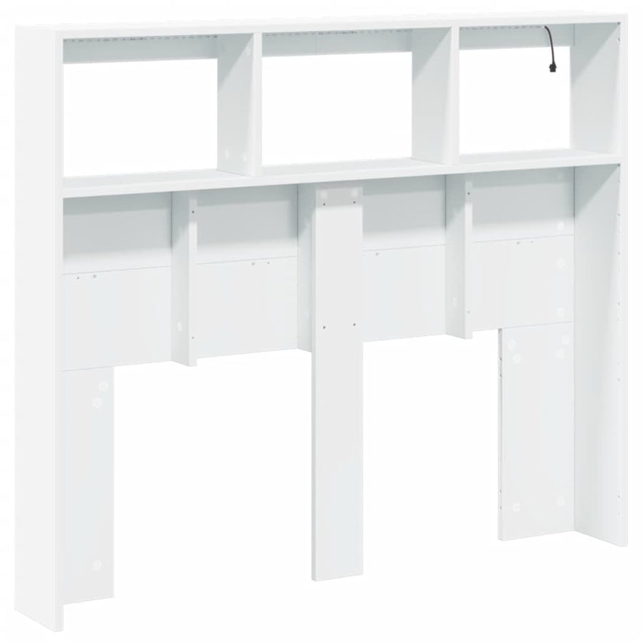 Hoofdbordkast Met Led-Verlichting 120 x 17 x 102 cm Wit