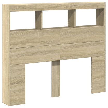 Hoofdbordkast met LED-verlichting 120x17x102 cm sonoma eiken
