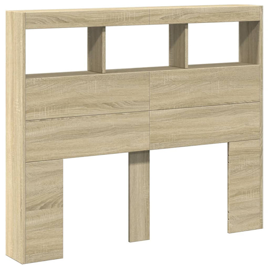 Hoofdbordkast met LED-verlichting 120x17x102 cm sonoma eiken