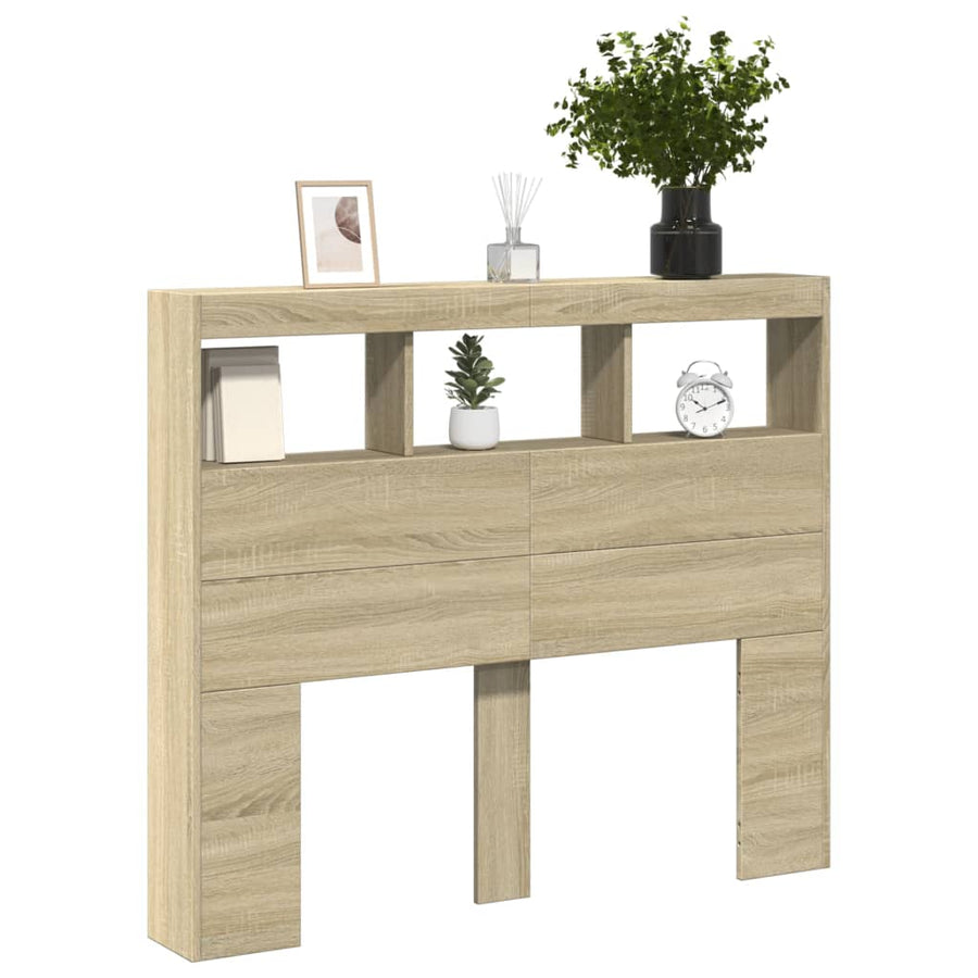 Hoofdbordkast met LED-verlichting 120x17x102 cm sonoma eiken