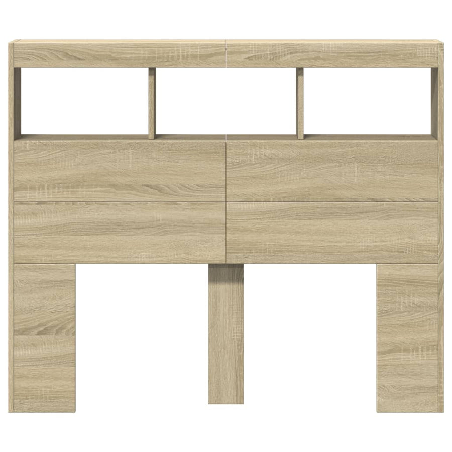 Hoofdbordkast met LED-verlichting 120x17x102 cm sonoma eiken