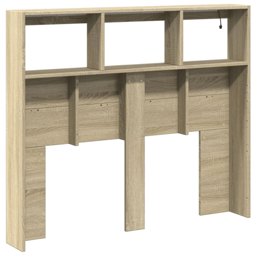 Hoofdbordkast met LED-verlichting 120x17x102 cm sonoma eiken