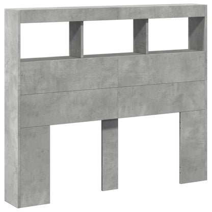 Hoofdbordkast met LED-verlichting 120x17x102 cm betongrijs