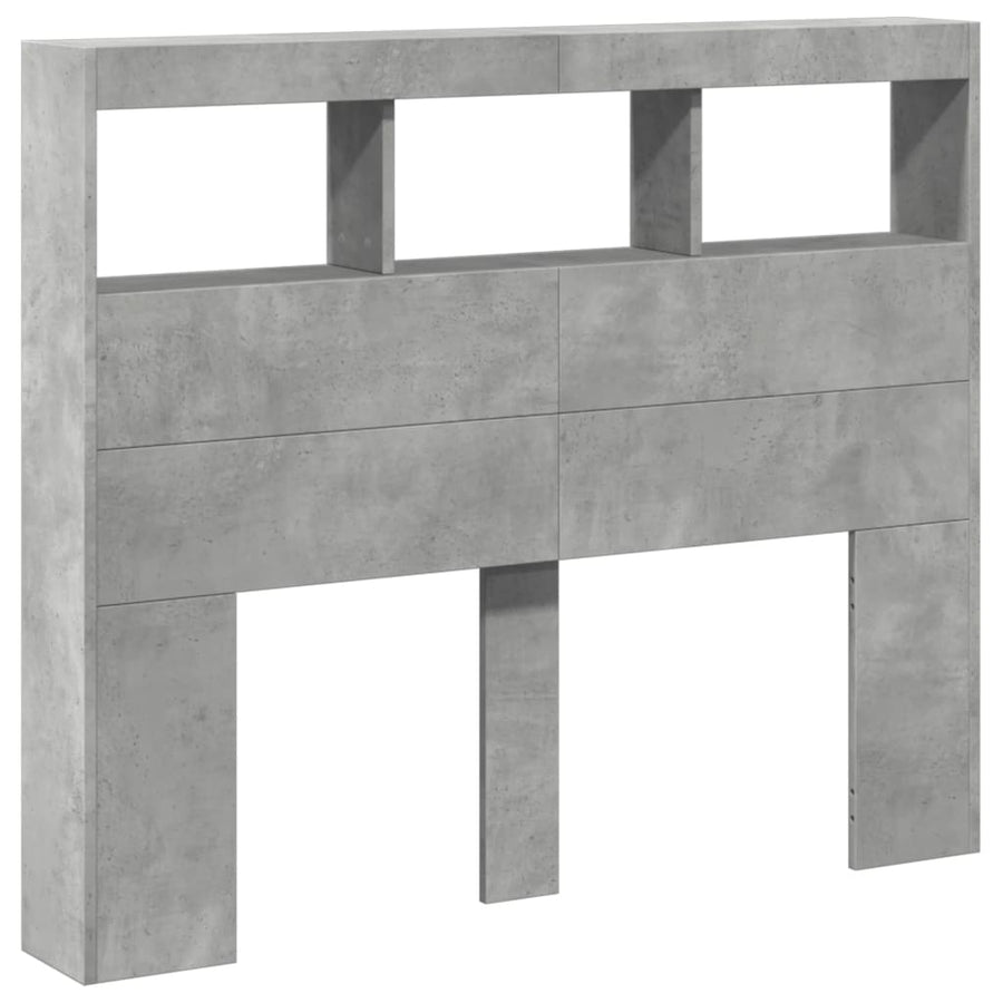 Hoofdbordkast met LED-verlichting 120x17x102 cm betongrijs