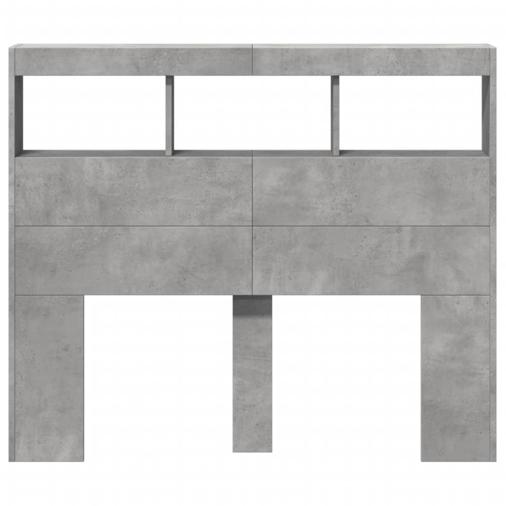 Hoofdbordkast met LED-verlichting 120x17x102 cm betongrijs