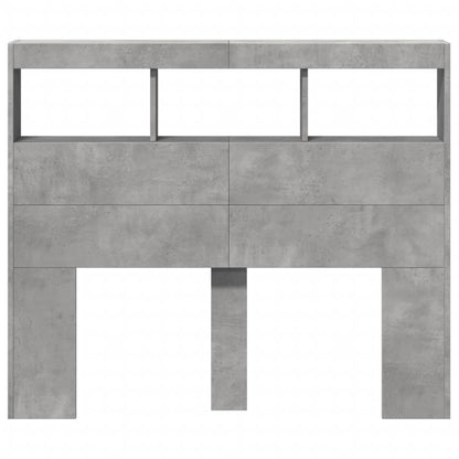 Hoofdbordkast met LED-verlichting 120x17x102 cm betongrijs