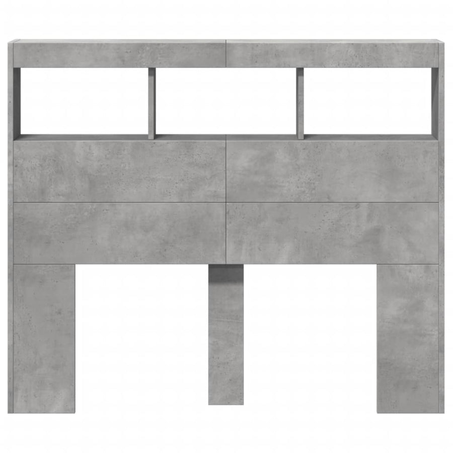 Hoofdbordkast met LED-verlichting 120x17x102 cm betongrijs