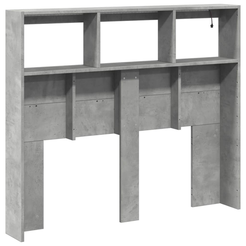 Hoofdbordkast met LED-verlichting 120x17x102 cm betongrijs