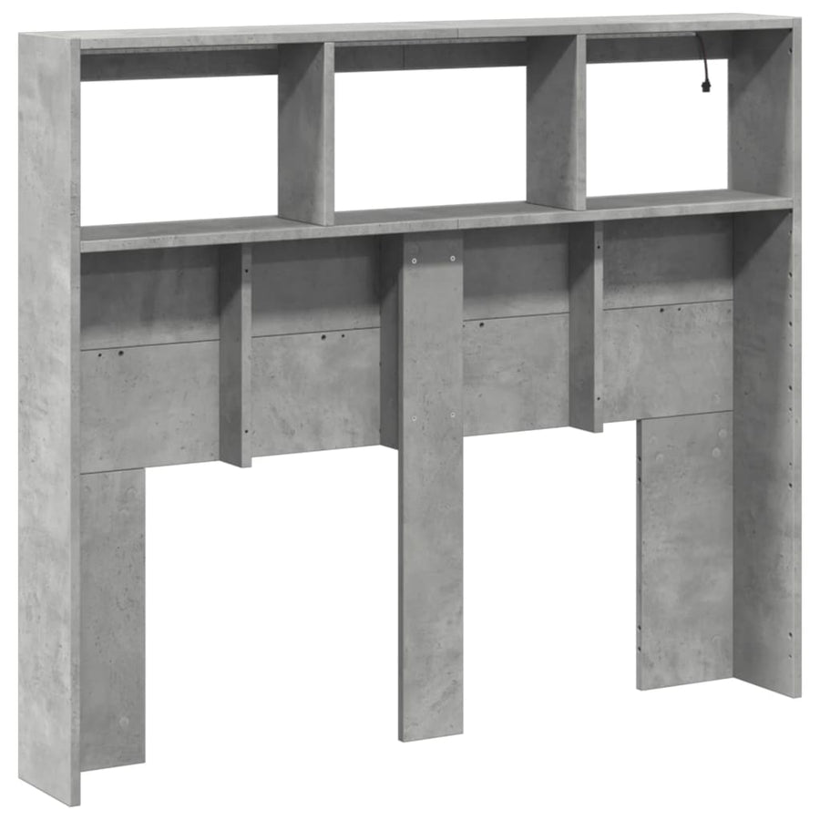 Hoofdbordkast met LED-verlichting 120x17x102 cm betongrijs