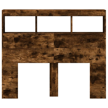 Hoofdbordkast met LED-verlichting 120x17x102 cm gerookt eiken