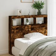 Hoofdbordkast 120x17x102 cm gerookt eiken LED