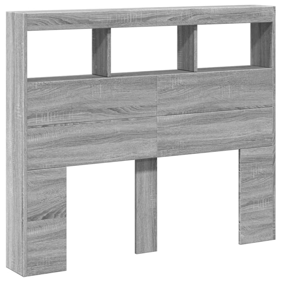 Hoofdbordkast met LED-verlichting 120x17x102 cm grijs sonoma