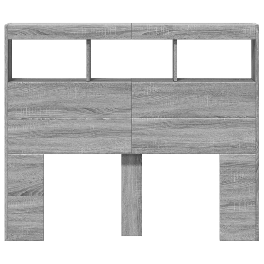 Hoofdbordkast met LED-verlichting 120x17x102 cm grijs sonoma