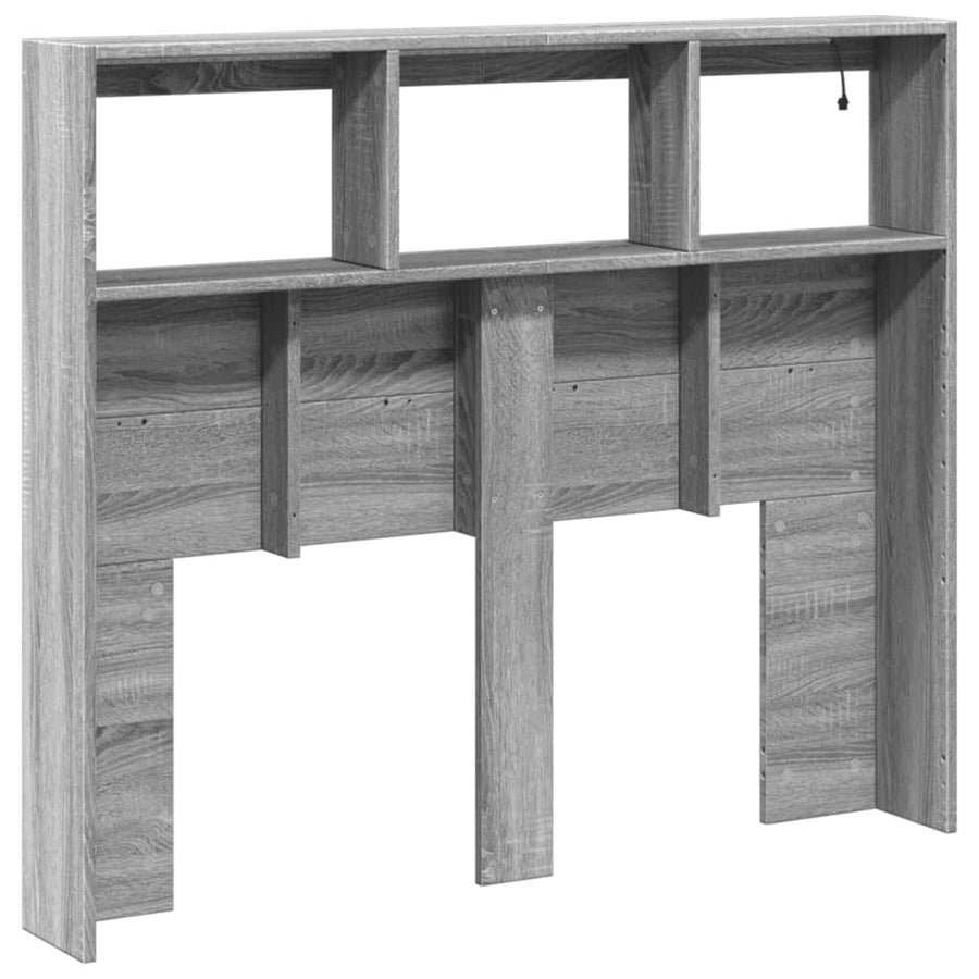 Hoofdbordkast met LED-verlichting 120x17x102 cm grijs sonoma