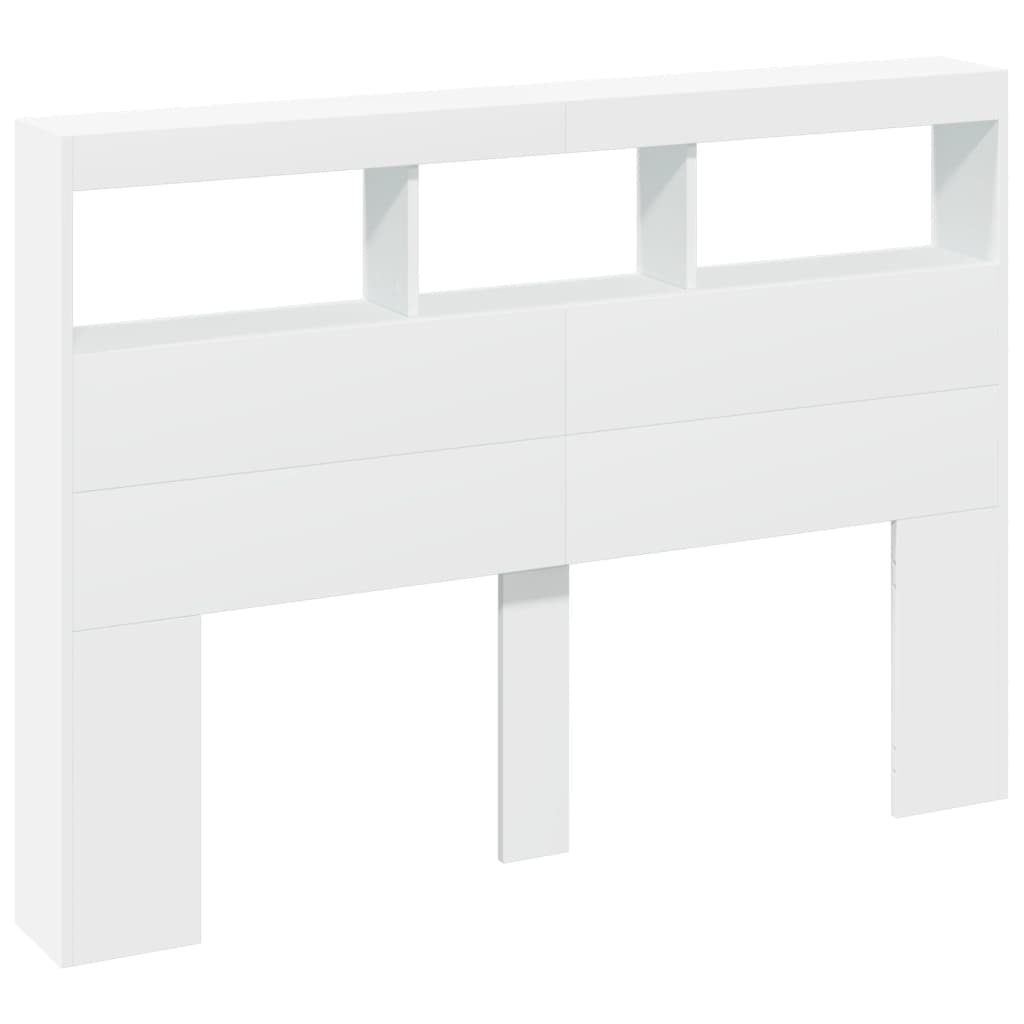 Hoofdbordkast met LED-verlichting 140x17x102 cm wit