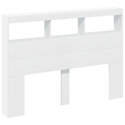 Hoofdbordkast met LED-verlichting 140x17x102 cm wit