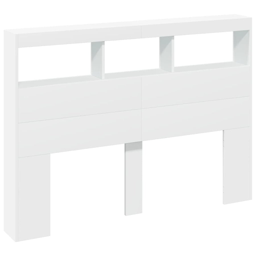 Hoofdbordkast met LED-verlichting 140x17x102 cm wit