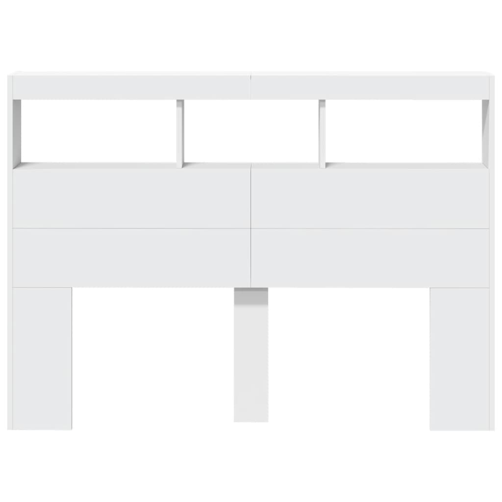Hoofdbordkast met LED-verlichting 140x17x102 cm wit